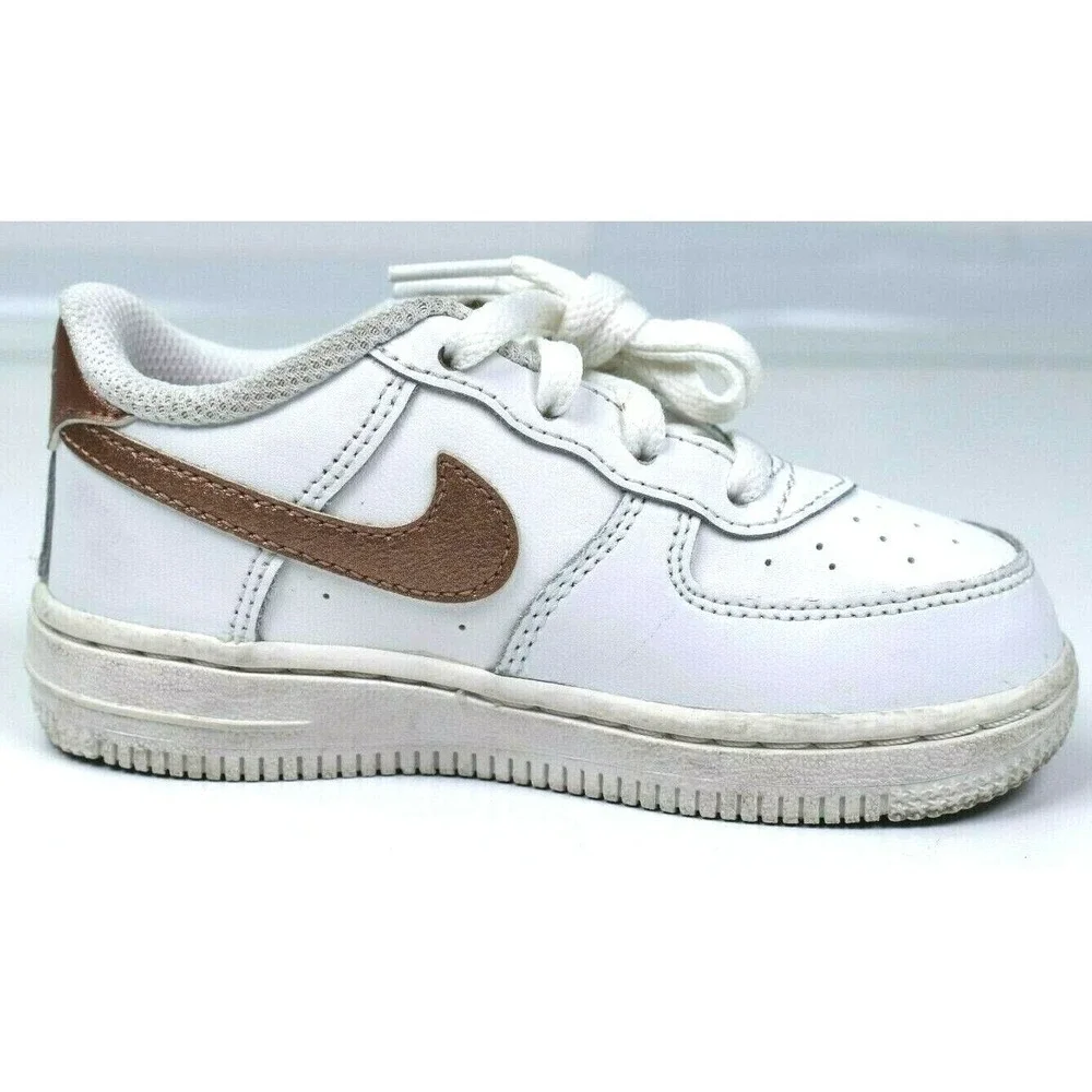 Nike Air Force 1 (TD) White and Bronze Toddler Shoes Size 8c